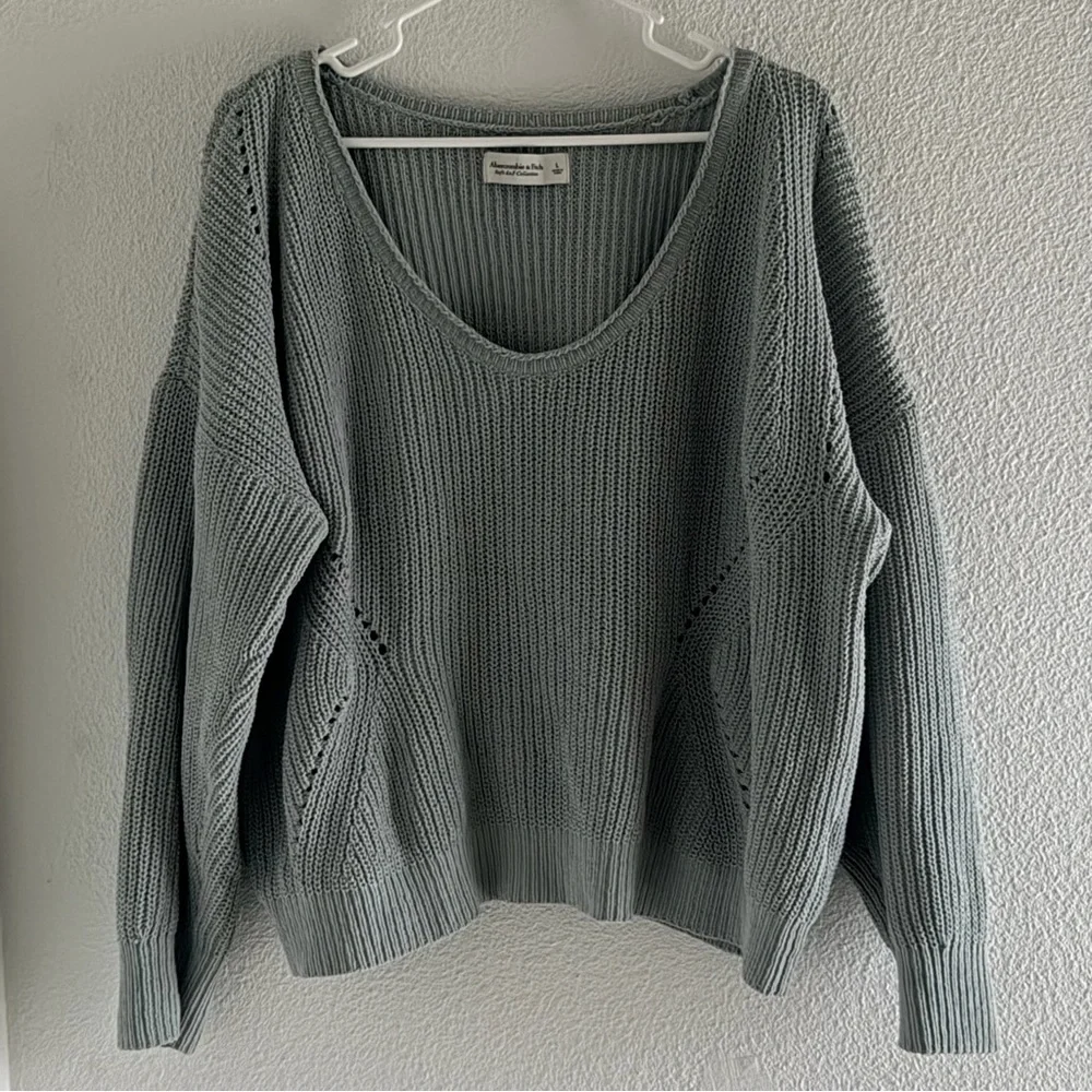 ABERCROMBIE‎ & FITCH Womens Slouchy Cropped Knit Sweater Blue L